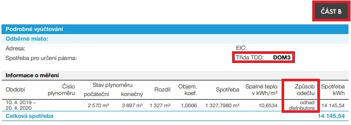 K samoodečtu plynu potřebujete poslední vyúčtování.